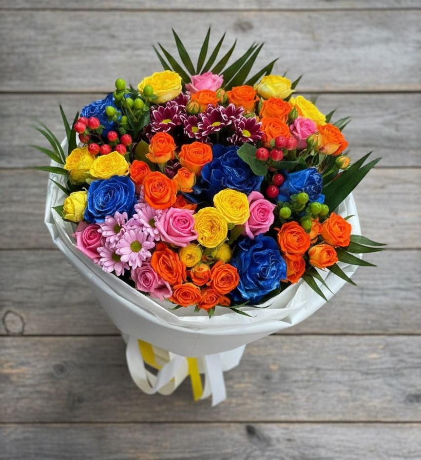 Букет цветов из: Розы и Хризантемы в Гиганте