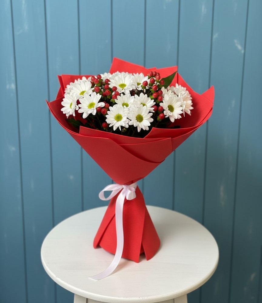 Букет цветов из: Хризантемы в Гиганте