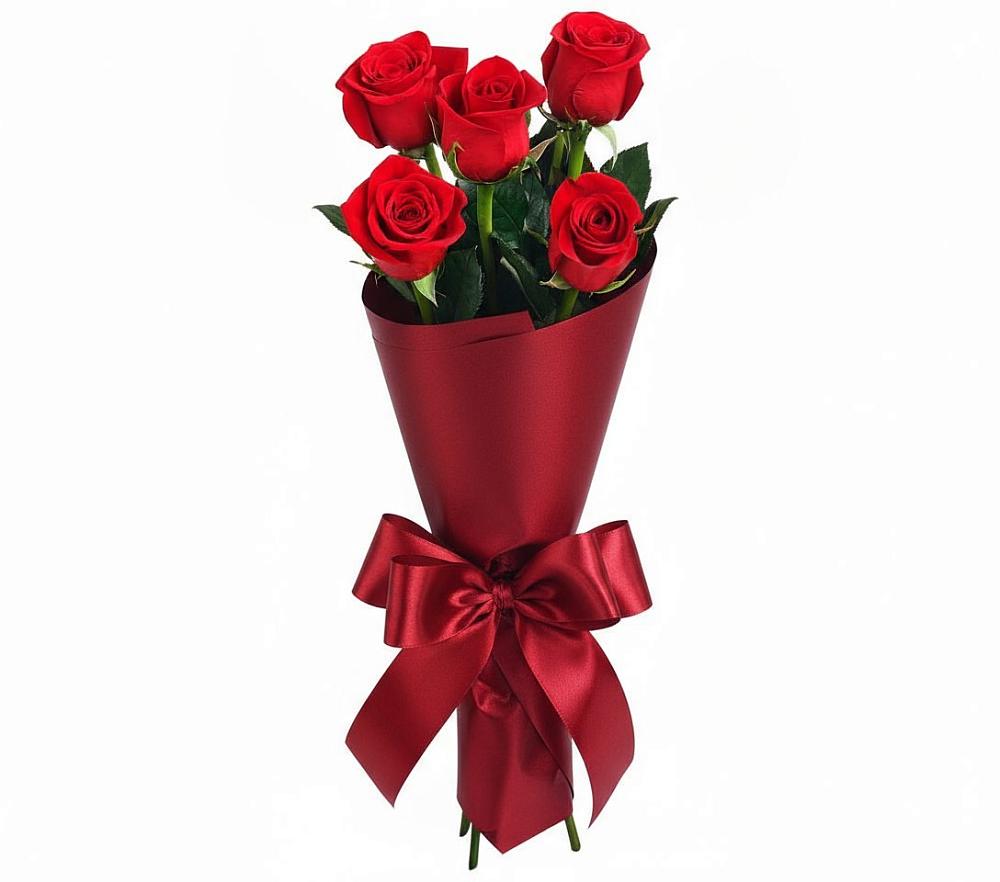 Букет 5 Красных роз Эдлесс Лав в Гиганте