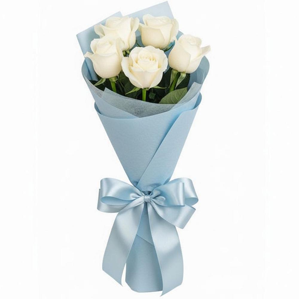 Букет 5 Белых роз Проуд в Гиганте