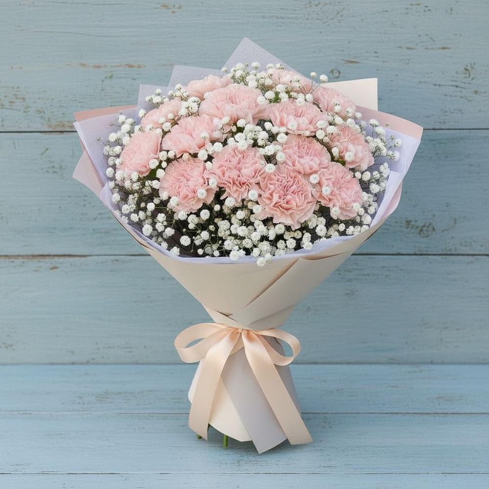 Букет цветов из: Гвоздики в Гиганте