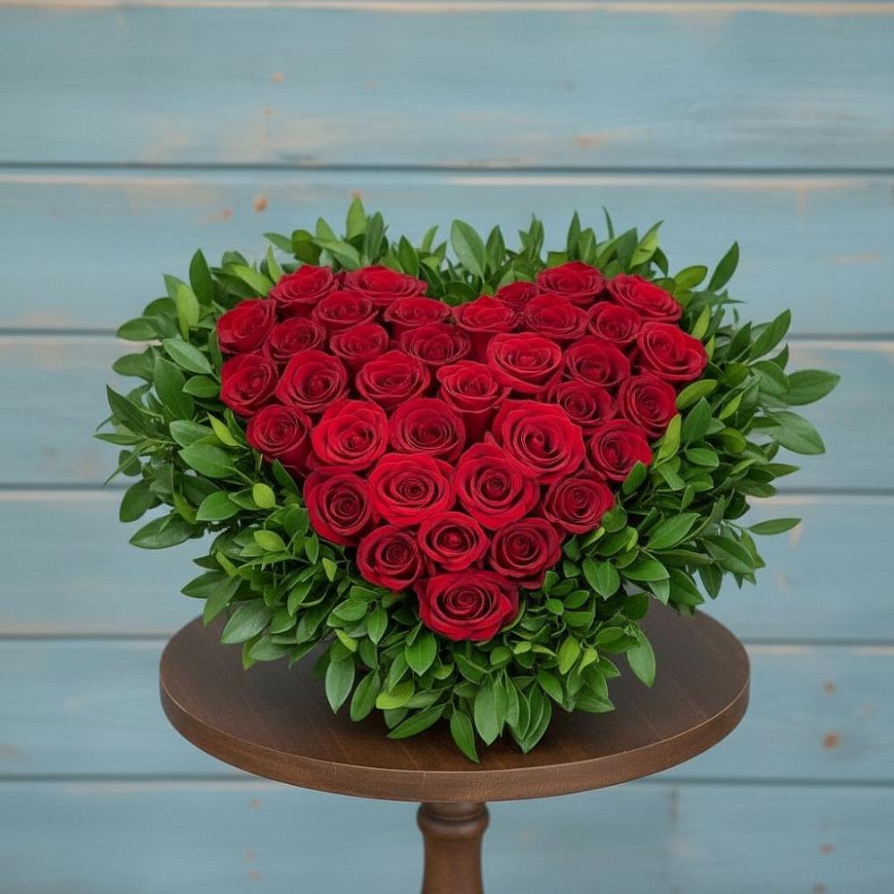 Цветочная композиция из Розы в виде сердца в Гиганте