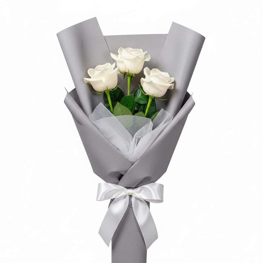 Букет 3 белые розы в Гиганте
