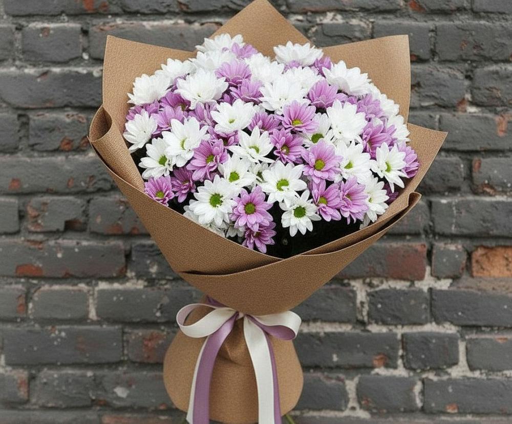 Букет цветов из: Хризантемы в Гиганте