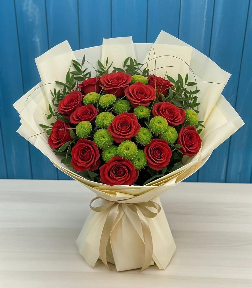 Букет цветов из: Розы и Хризантемы в Гиганте